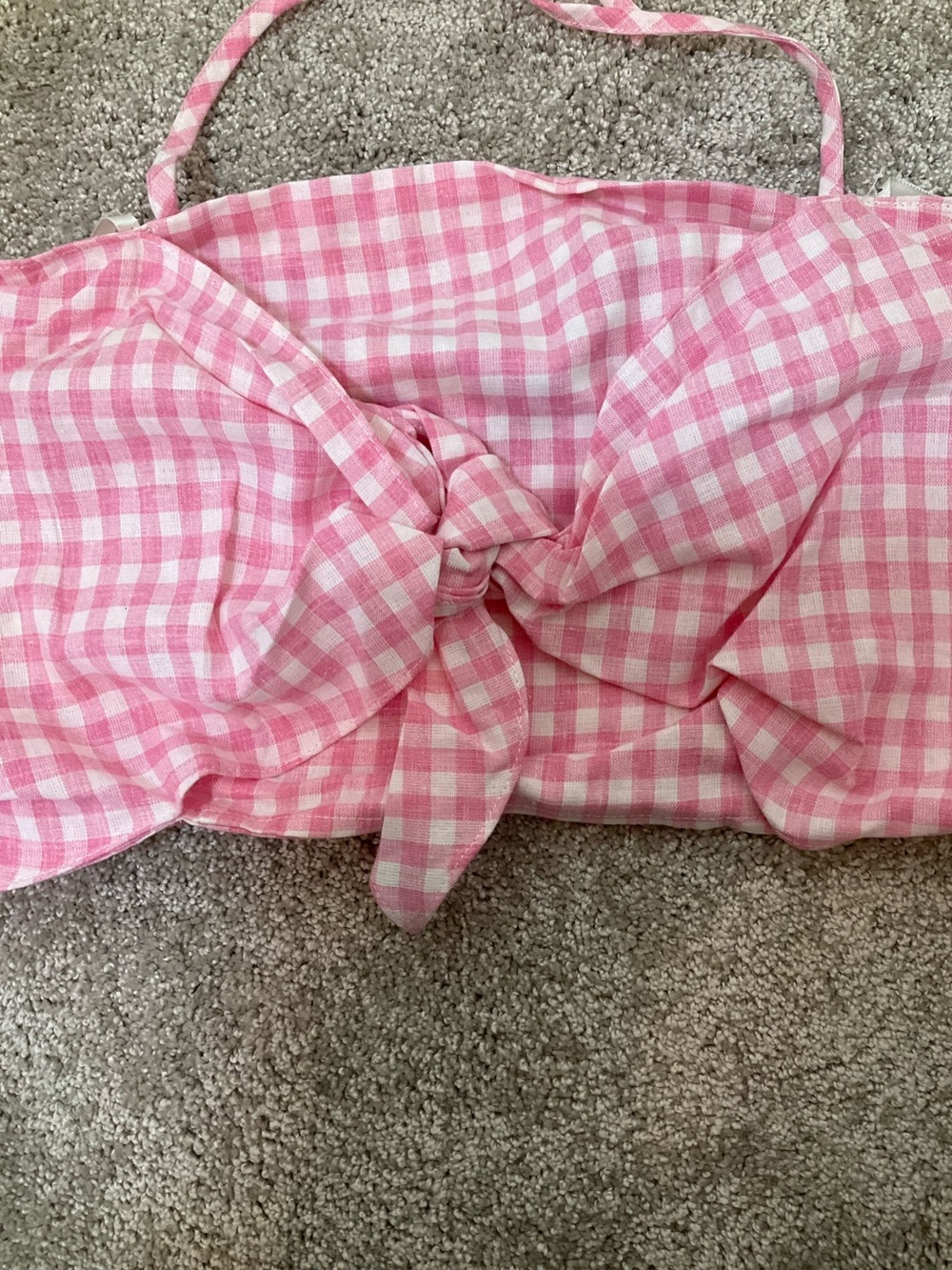 NWT J.O.A. Pink Gingham Bow Halter Crop Top Size Large - Picture 3 of 5